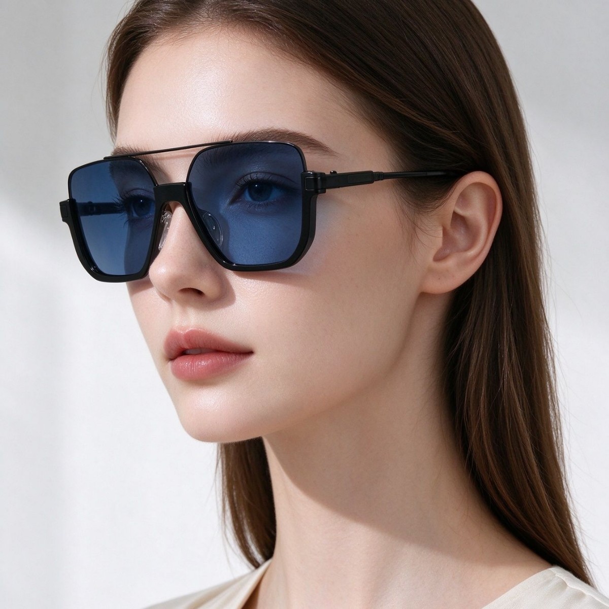 2026 New double-beam large-frame square sunglasses, unisex driving sunglasses, trendy and fashionable UV protection glasses
