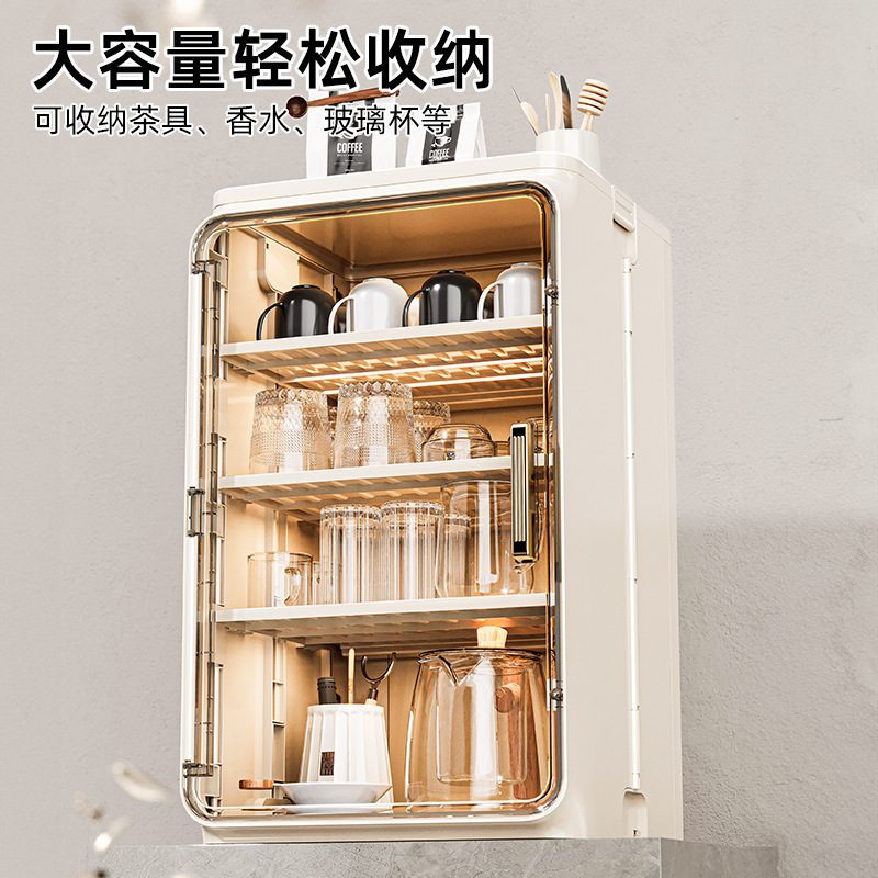 Dust-proof cup storage rack, desktop tea cup and water cup holder, tea set storage box, coffee mug, draining cup holder Application Scenario