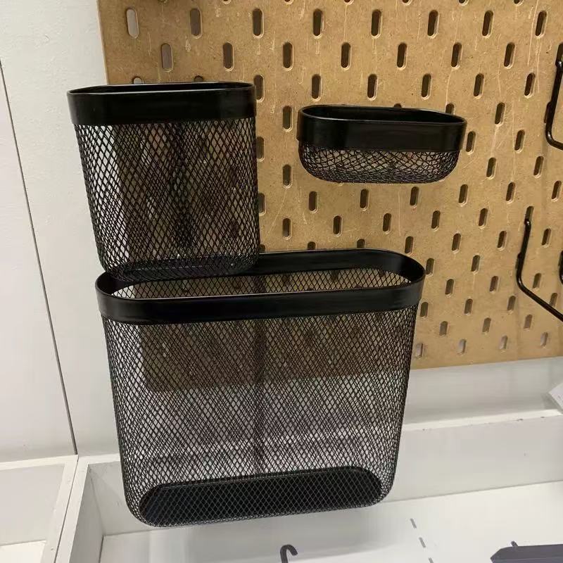 定制洞洞板配件挂钩免打孔墙面收纳三件套网篮置物架挂篮收纳篮详情图2