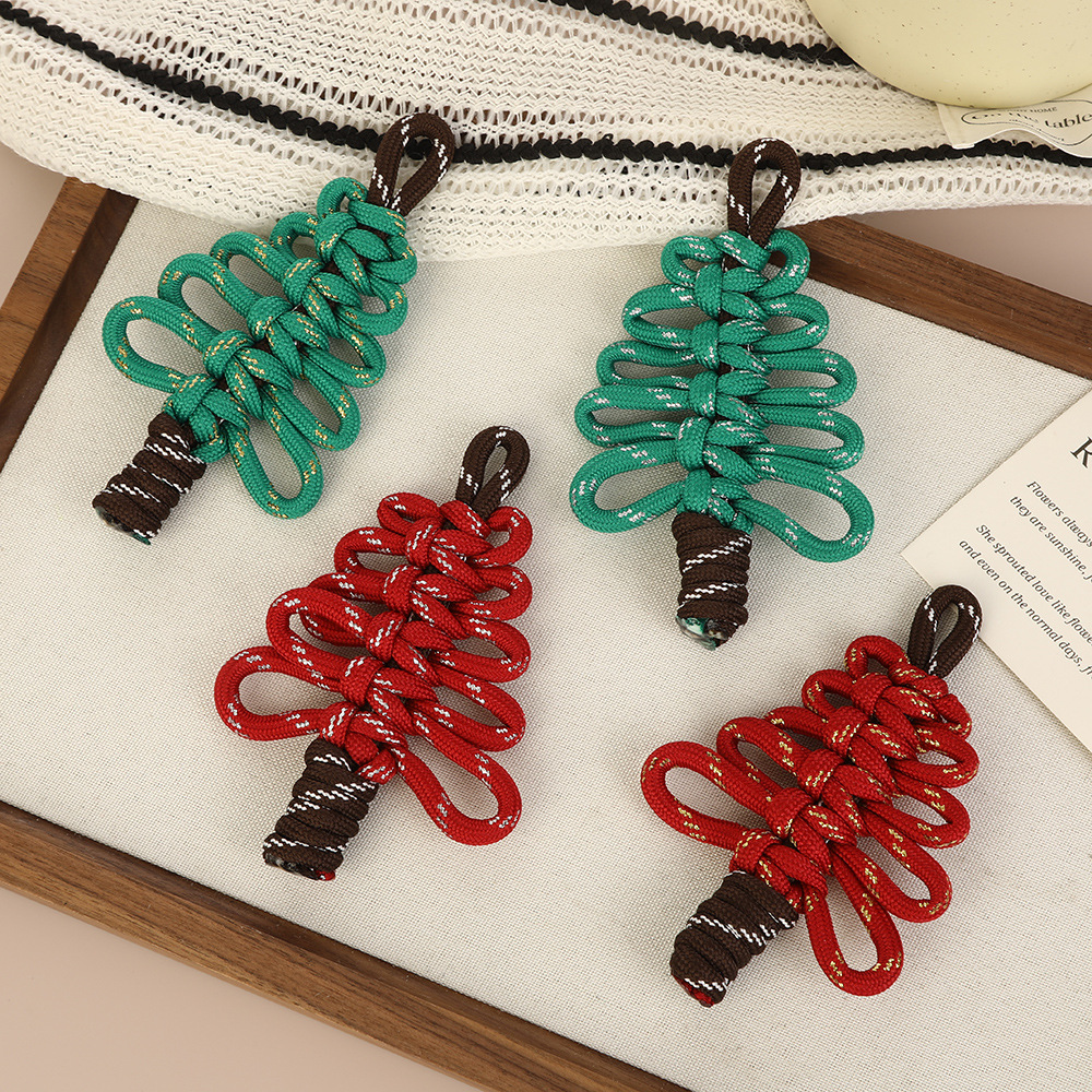 miu series bag, Christmas tree, woven rope knot, mobile phone lanyard, keychain, fashionable, handmade, diy, cross-border