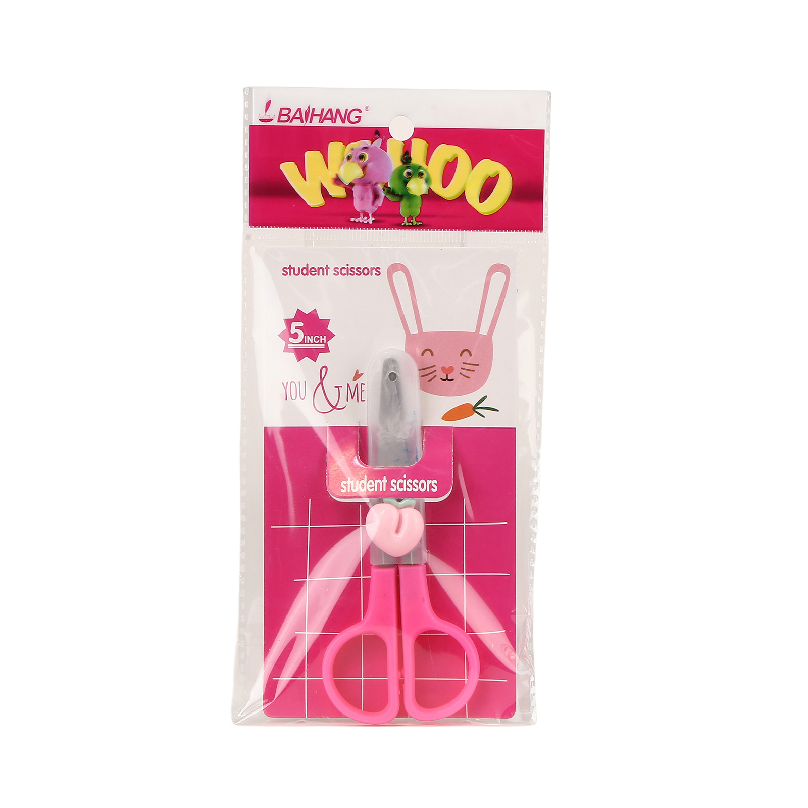 Children's safe fruit scissors, diy art paper-cutting knife, cute round head stainless steel with protective case scissors details Picture