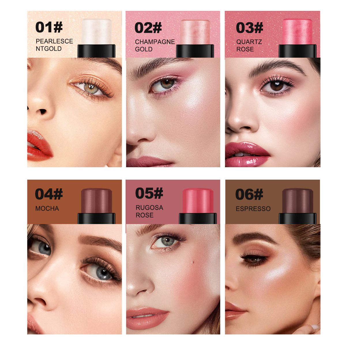 【 Exclusive for Foreign Trade 】 Wholesale of ADMD High-gloss Contouring sticks, three-dimensional brightening contour shadow pens, and facial blush sticks Specification image