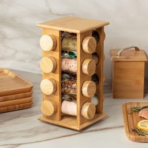 منضدة توابل خشبية مربعة في المطبخ المنزلي ذات أحجام كبيرة متعددة المواصفات Specification image