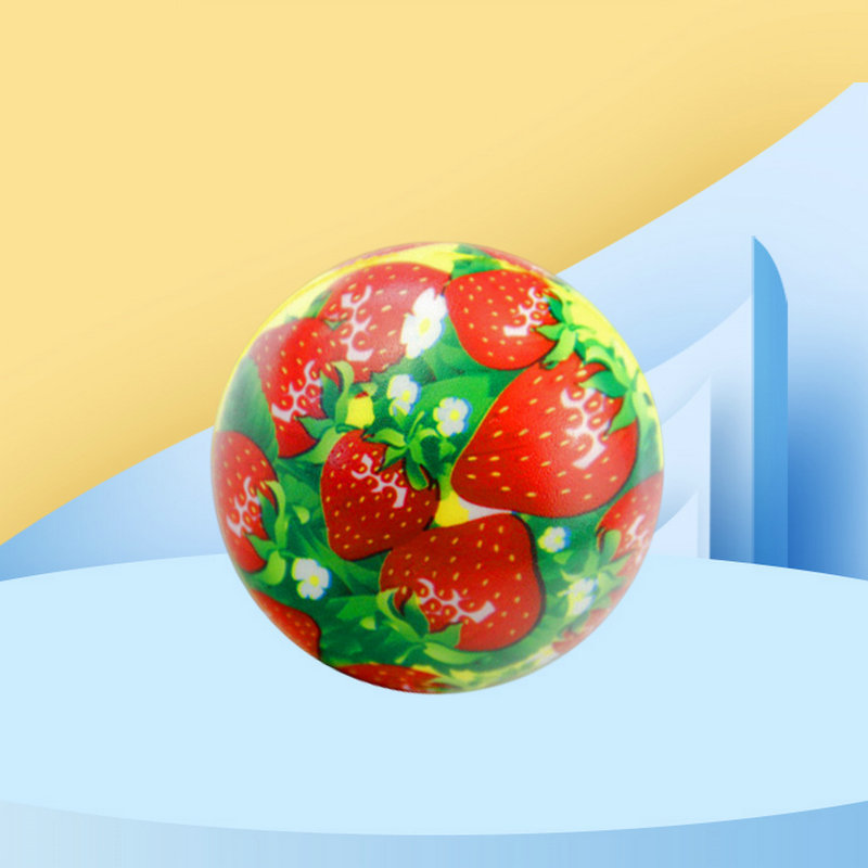 Juguetes para niños high stretch solid mini stretch ball cartoon fruit motif high stretch ball decompression paddle ball details Picture