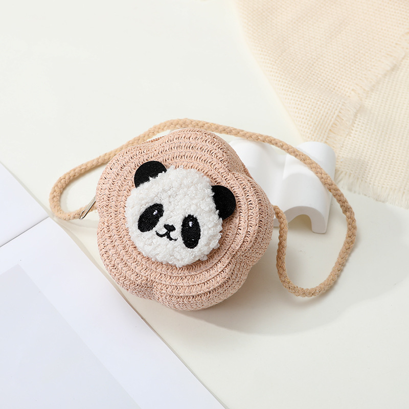 Cross-Border Straw Weaving Bag, Red Panda Straw Weaving Bag, Summer Beach Straw Weaving Bag, Mini And Cute Mobile Phone Crossbody Small Bag, Handmade Straw Weaving Bag Application Scenario