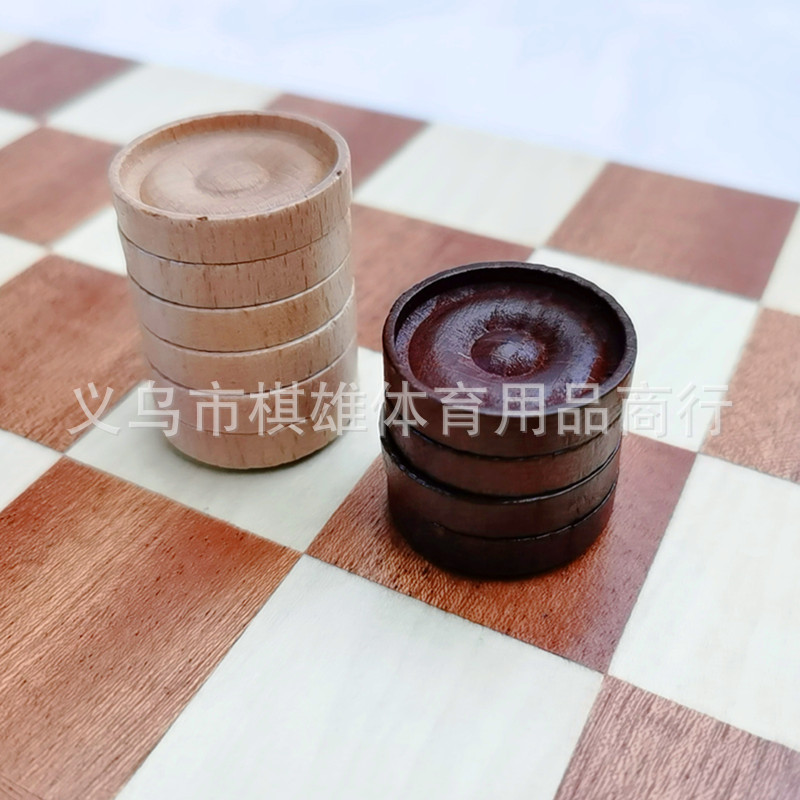 Wooden 64-square and 100-square international Draughts, beech jumping pieces, redwood chessboard, 2 extra spare pieces, beech pieces Application Scenario