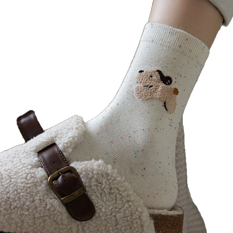 Autumn and winter socks, women's mid-calf socks, cute cartoon monsters, long socks, ins, Japanese style, versatile, sweet school style Item Picture