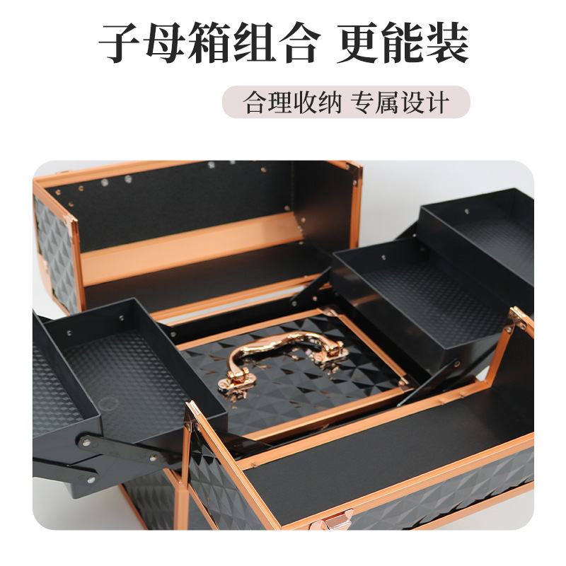 Large-capacity toolbox, foreign trade storage box, mother box, makeup, manicure, eyelash extension, tattoo, multi-functional makeup box details Picture
