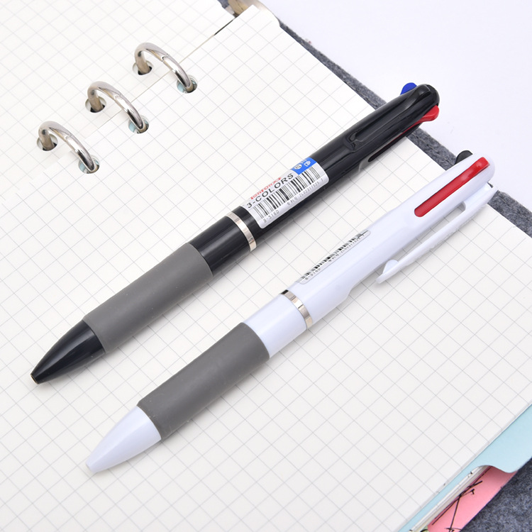 Tianfeng three-color Ballpoint Pen Black and White Barrel multi-color Pen wholesale 516D Office Press Ballpoint Pen details Picture
