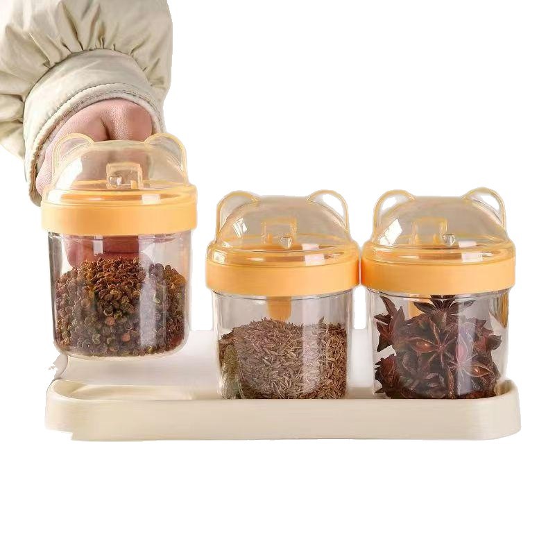家用高颜值调料盒厨房调料罐味精密封调味罐家用盐罐调料瓶套装白底实物图