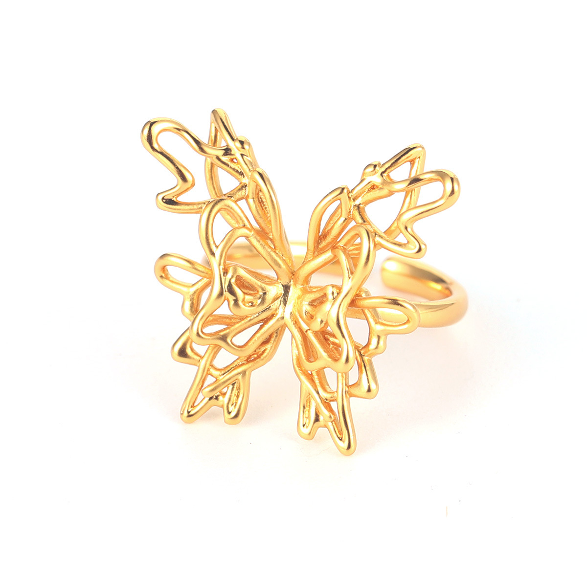 百搭简约蝴蝶戒指镂空个性小众高级时尚开口戒可调节设计感饰品女白底实物图