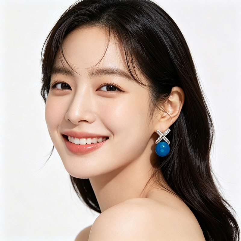 Blue cat's eye stud earrings, a fashionable, light luxury, niche and unique design with a cross-shaped high-end feel, are the latest trend in 2026 Application Scenario