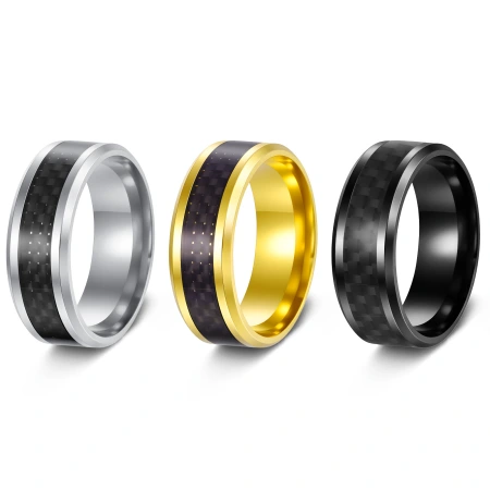 Cross-border rings, Yiwu Shouman Accessories wholesale, stainless steel men's carbon fiber rings, one-piece consignment Cross-border rings, Yiwu Shouman Accessories wholesale, stainless steel men's carbon fiber rings, one-piece consignment