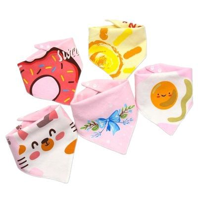 Baby saliva wipes, baby triangular wipes, pure cotton double-layer snap waterproof baby bibs, children's scarves for spring and autumn Item Picture