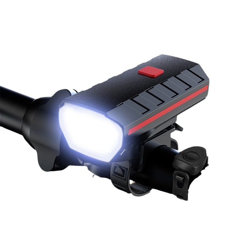 Bicycle light strip high-decibel horn, high and low beam high-brightness, solar-powered charging plastic outdoor cycling dual light horn