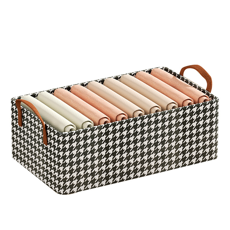 The thousand-bird grid storage box, steel frame thickened folding clothes organization box, uncovered wardrobe drawer storage basket, is a storage wonder Item Picture