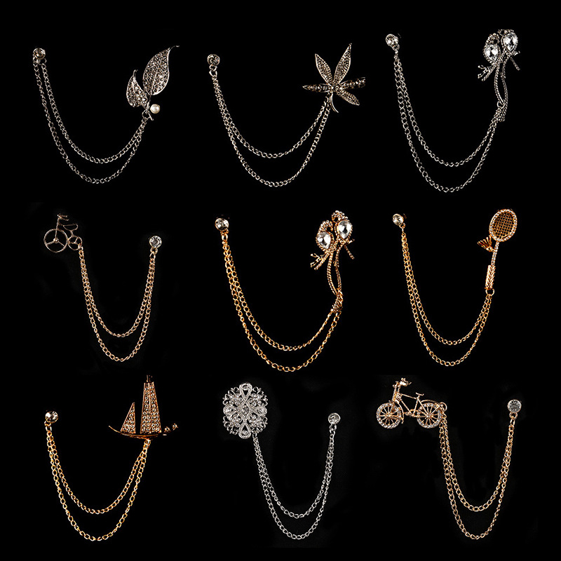 创意小船链条胸针新款韩式简约枫叶毛衣胸饰服饰百搭胸花别针徽章