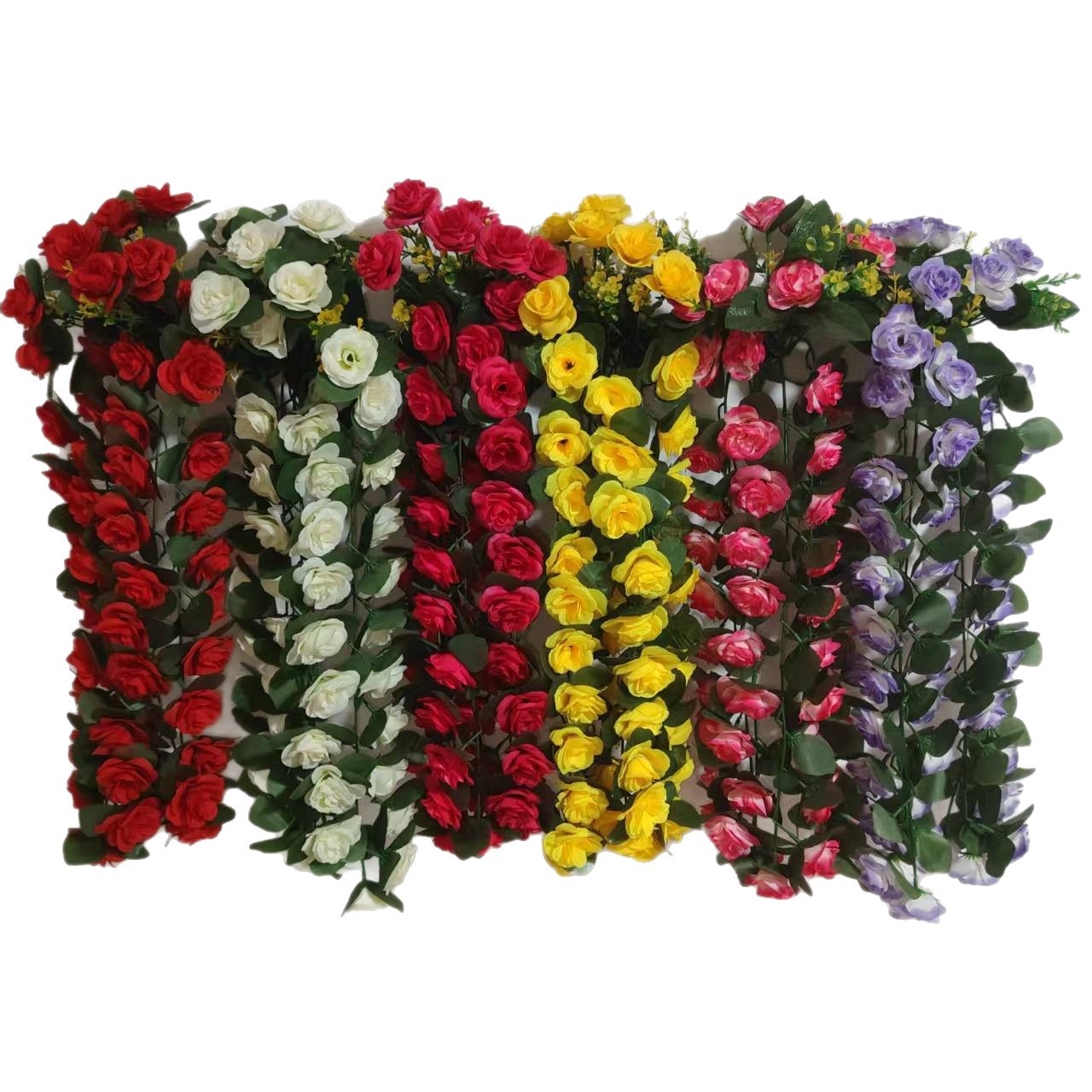 Artificial rose, rattan, wall hanging, artificial flower landscaping, flower wall, wedding decoration, background wall, cross-border Item Picture