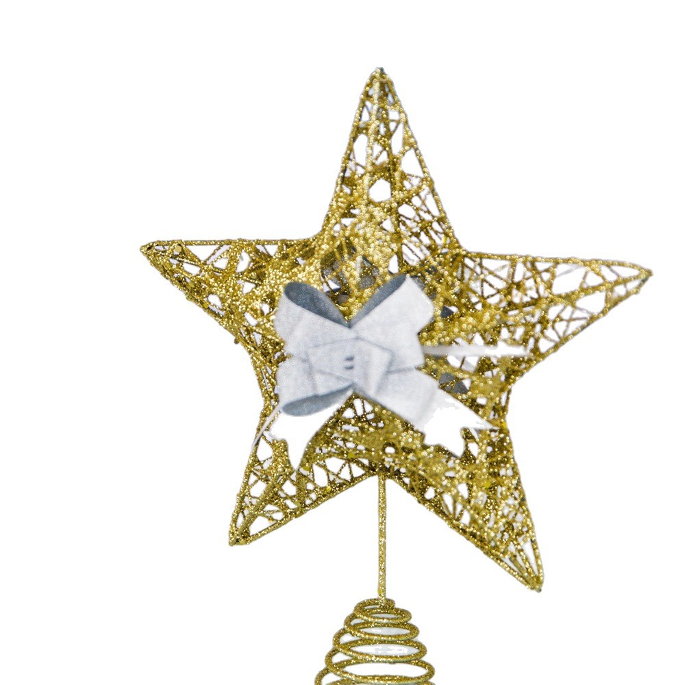 跨境批发圣诞树树顶星铁艺配饰五角星圣诞树装饰圣诞树挂件装饰品白底实物图