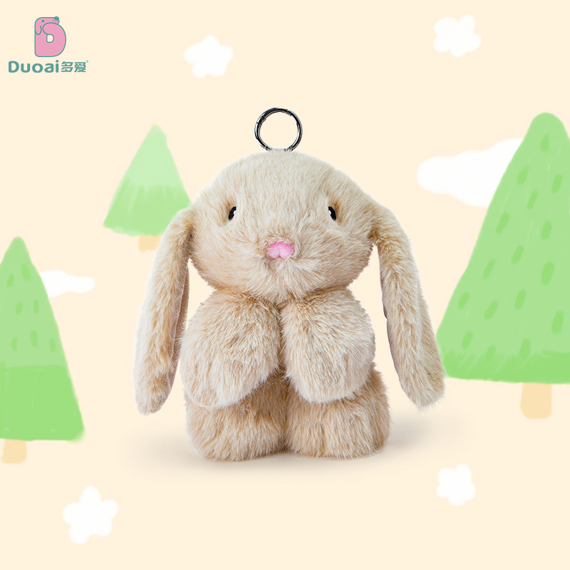 A cute plush keychain with a heartwarming ear-hanging rabbit figurine is a perfect gift for your girlfriend and best friend as a bag or pendant details Picture