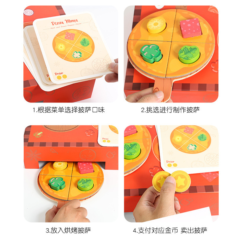 Early childhood education for babies: Wooden toys for playing house, simulated food, vegetables, fruits, pizza matching, and educational wooden toys Application Scenario