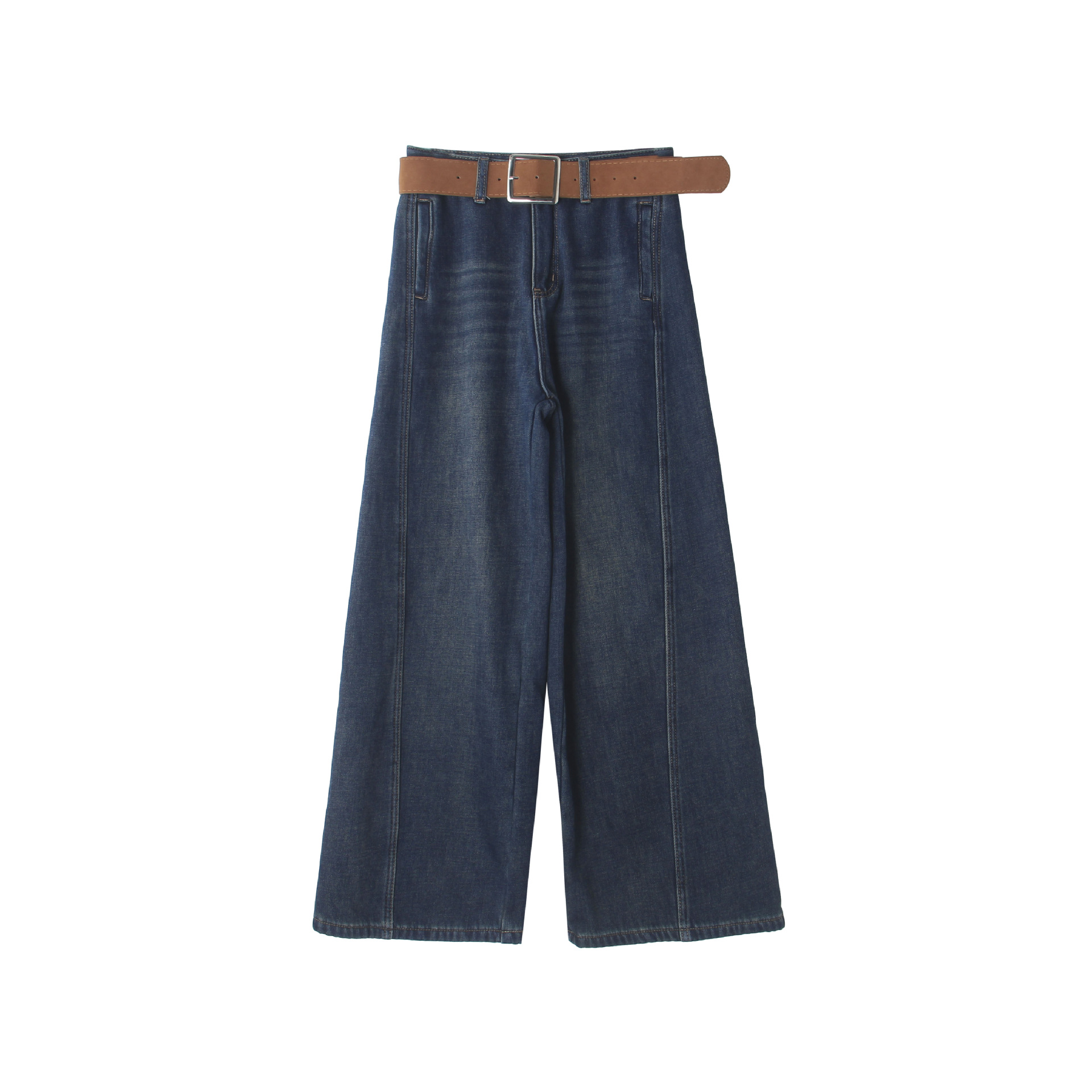 【 Bestseller Continuation: Flocking thickened 】 Ge Ming Flocking Korean straight-leg jeans for women's winter wide-leg Pants N789C Item Picture