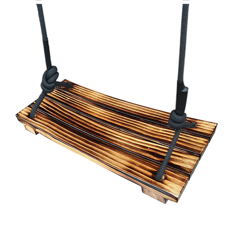 Curved board swing, outdoor courtyard tree hanging basket hanging chair, indoor adult and children solid wood swing chair details Picture