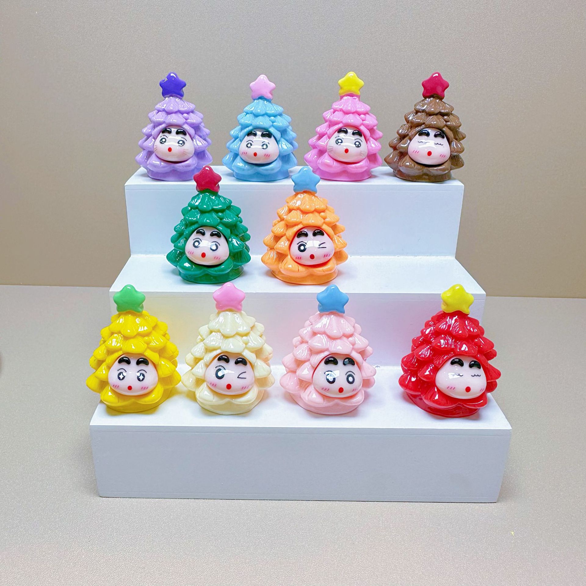圣诞树小新 diy饰品树脂配件车摆件钥匙扣潮玩批发创意萌粒卡通