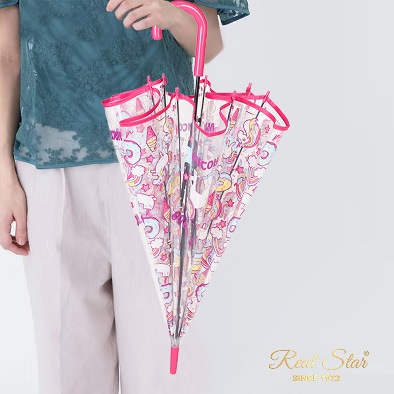Star Treasure Umbrella, cute unicorn cartoon pattern transparent umbrella, adult Apollo umbrella in stock wholesale, foreign trade supply full image