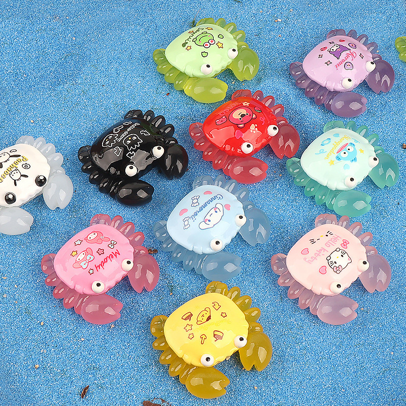 Creative cartoon glow-in-light cute Sanliou little crab three-dimensional micro-landscape decoration DIY decorative blind bag accessories details Picture