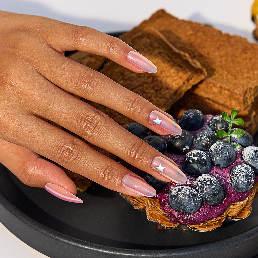 Customized wearable nails, high-end beauty almond nails, high-end coated nail art, false nail design and processing factory