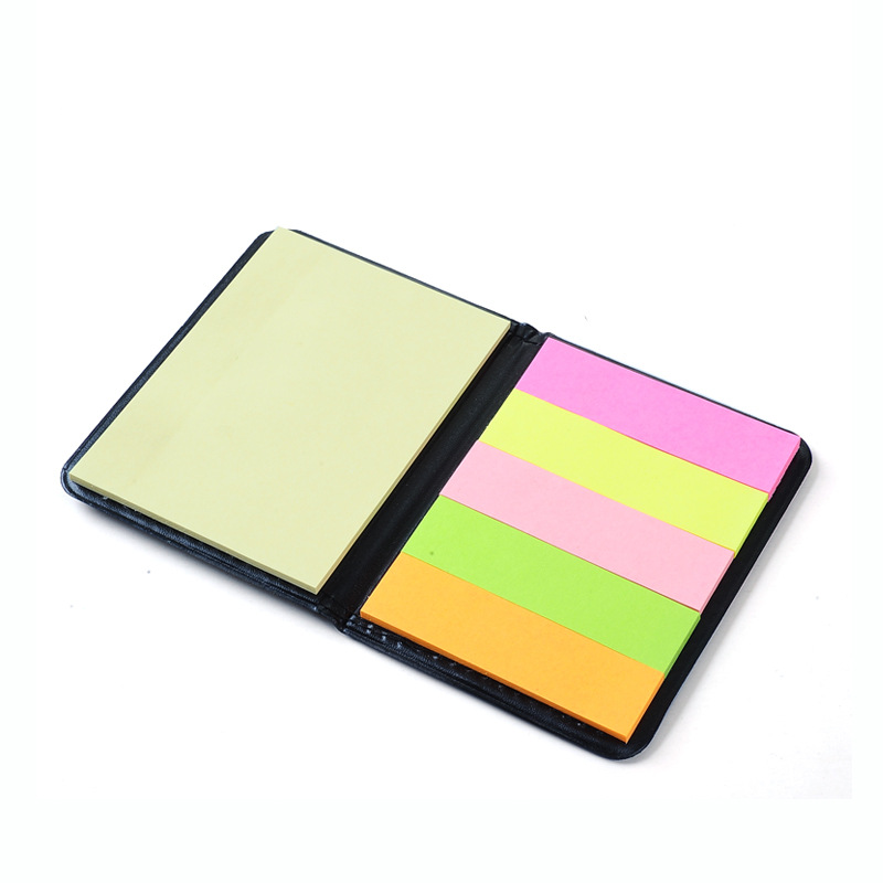 Customized PU black wallet notebooks, sticky notes, colored notepaper, tear-off message, leather-faced sticky notes and small notebooks by the manufacturer