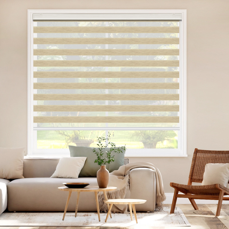 New Chinese-style faux linen soft gauze blinds, Venetian blinds, roller blinds, double-layer bathroom roll-and-pull shading and sunshade zebra blinds Specification image