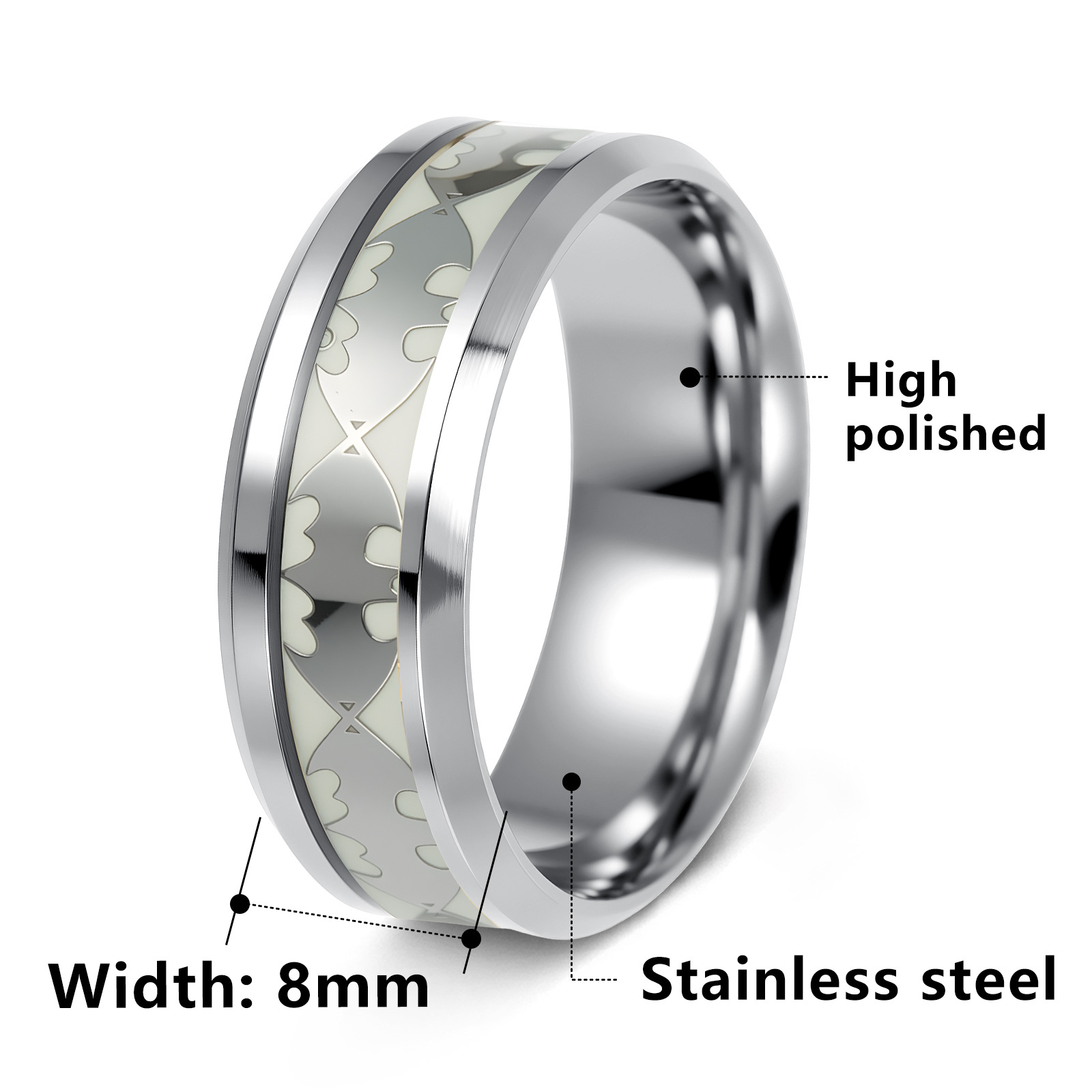 Cross-border European and American best-selling titanium steel jewelry, luminous bat ring, fluorescent new jewelry, can be sent one piece on delivery Item Picture