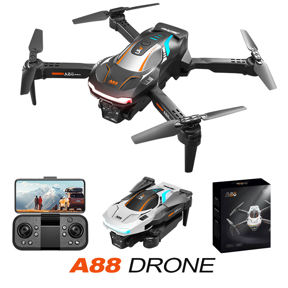 跨境新品A88无人机8K高清航拍光流三摄像飞行器遥控飞机玩具DRONE