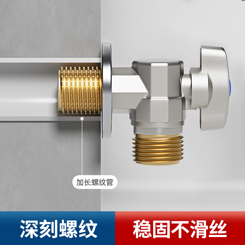 All-copper triangular valve ball core full-opening high-flow ball valve, gas water heater, cold and hot water faucet, toilet water inlet switch Specification image