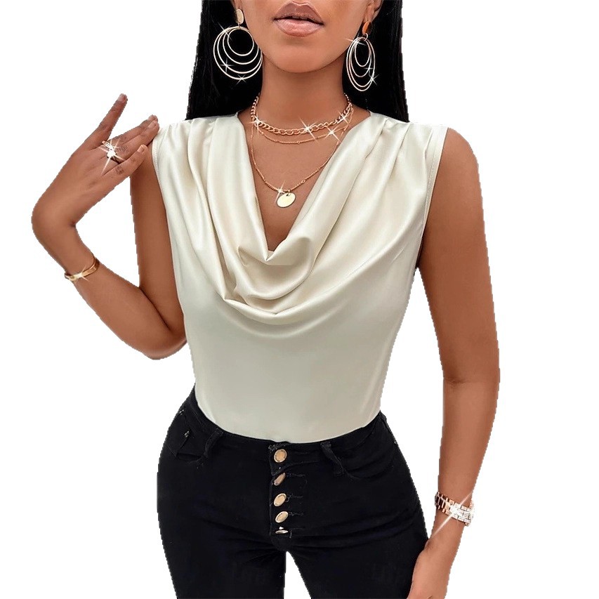 A simple and modern sleeveless lapel basic vest for daily use on a unique cross-border independent website in Europe and America Item Picture