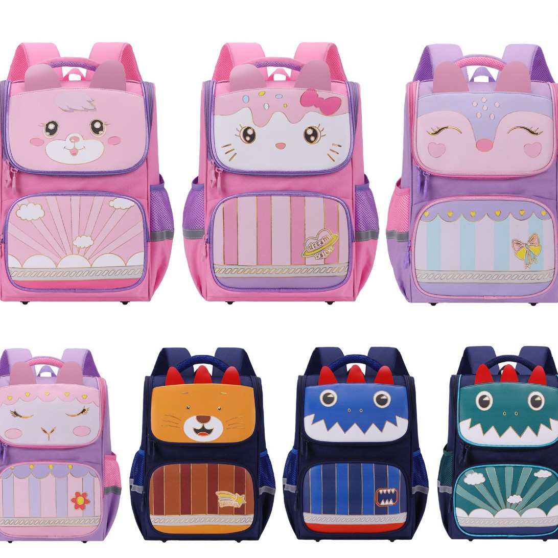 儿童毛绒书包/书包/拉杆书包/儿童拉杆书包/3D卡通书包白底实物图