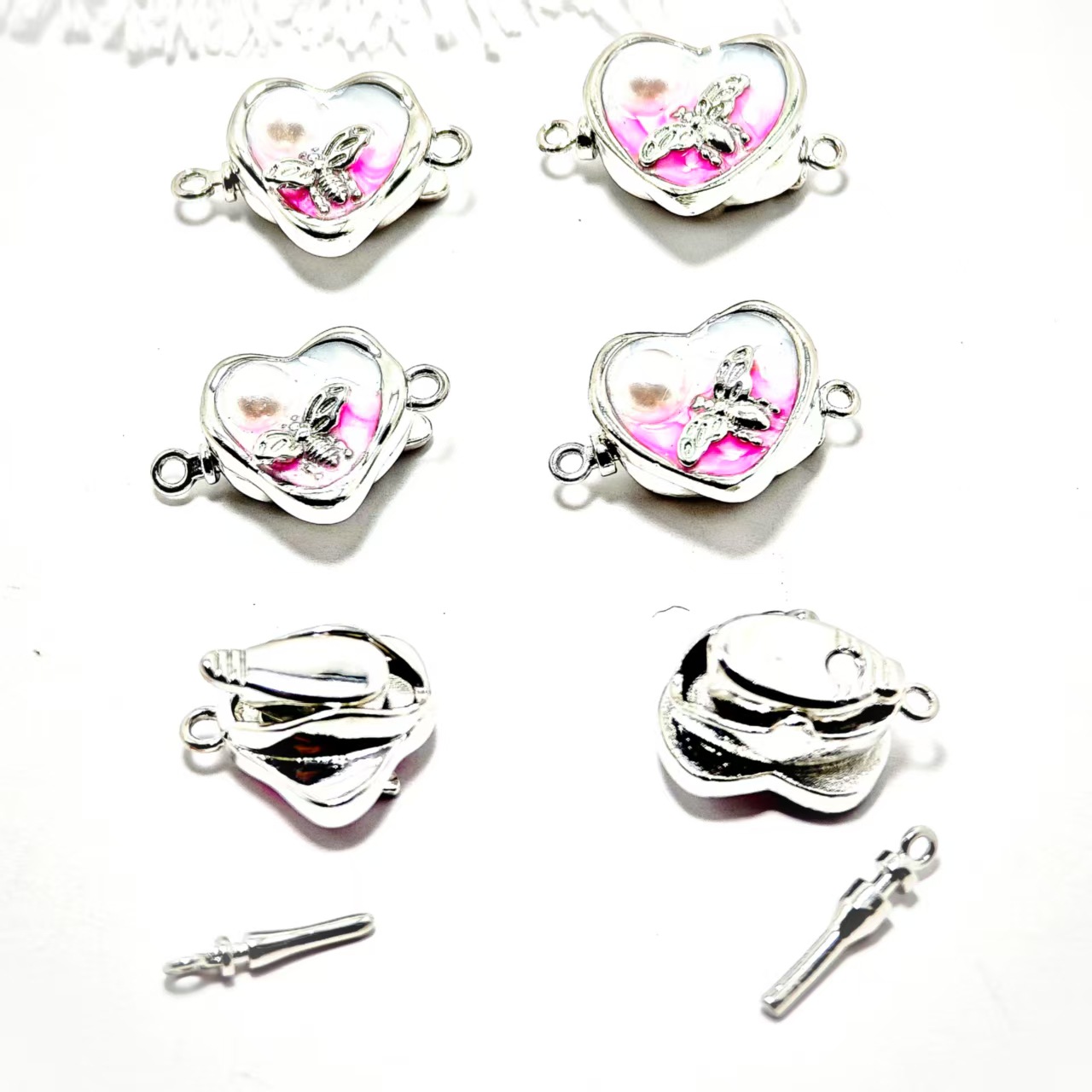 Retro oil paint-style flower intaglio clasp for jewelry accessories, simple and light luxury, vintage French oil-dripping clasp, high-end matching Specification image