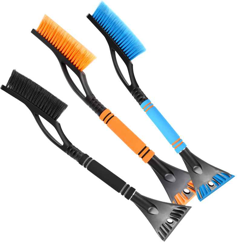 A multi-functional car snow shovel with a brush for removing snow, ice and frost in winter Item Picture