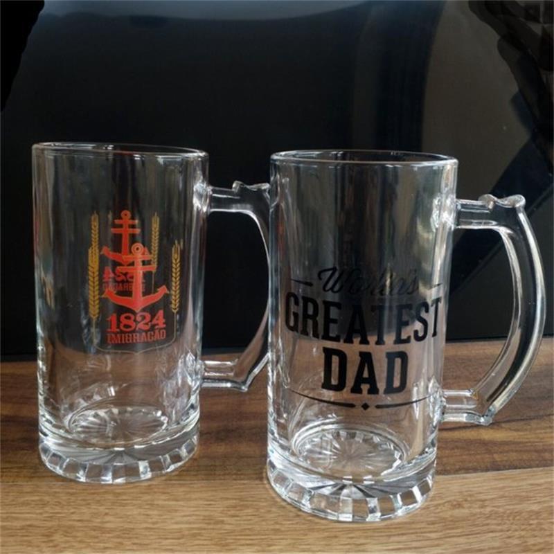 ZB65 glass handle cup, beer mug, flower bottom, straight, juice drink handle cup, draft beer cup, 480ML, can print LOGO Specification image