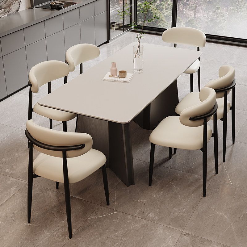 Star Factory Wholesale rock plate dining table and chair sets, modern and simple small-sized household 2026 new style light luxury dining table and chair sets, rectangular Application Scenario