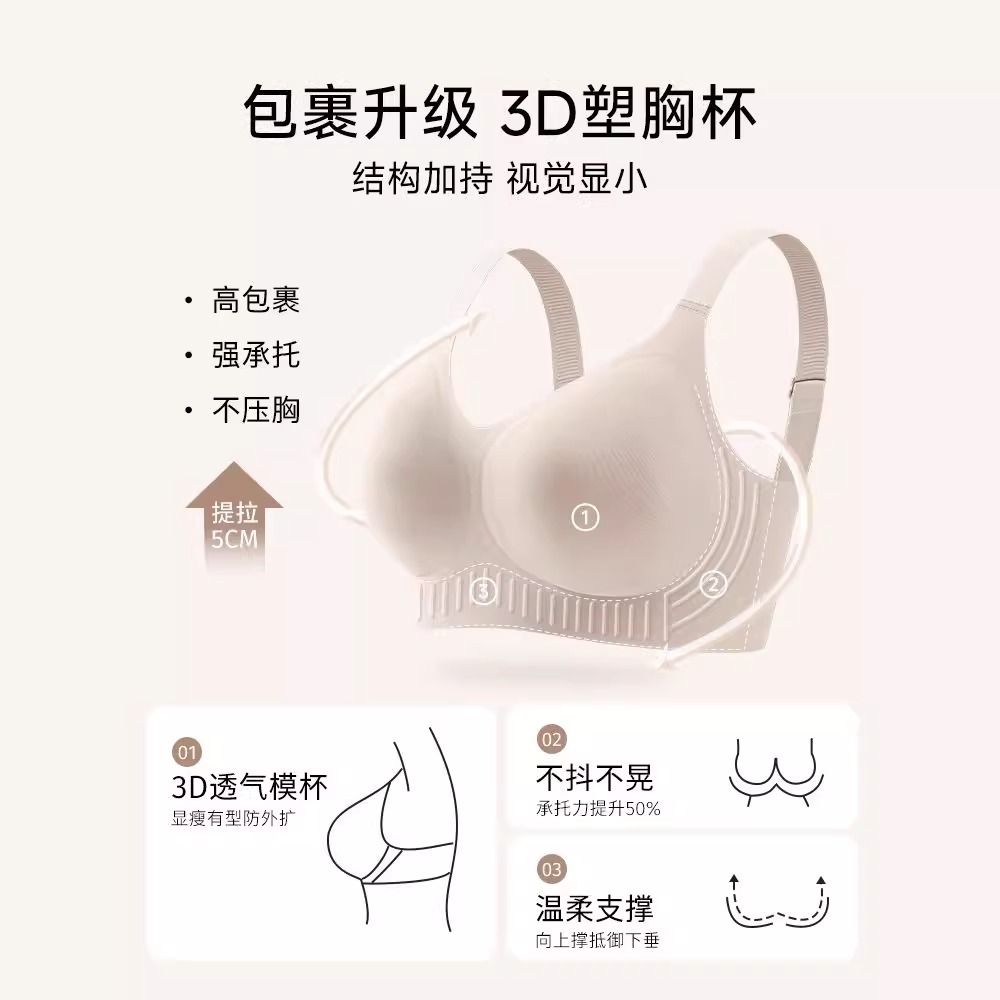 Large-sized, petite lingerie for women, full-cup, thin, anti-sagging, breast reduction, no trace, large-sized, shaping bra for plump girls, summer Specification image