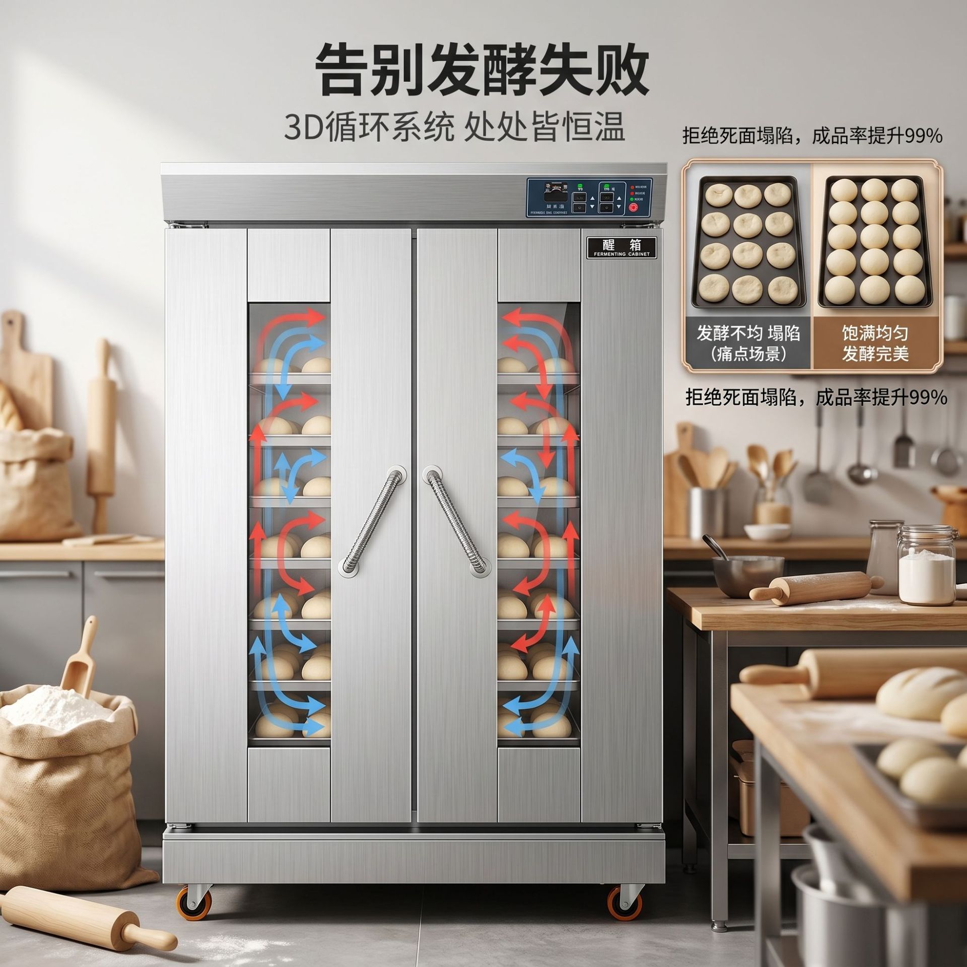 Luxury computer board fermentation box, commercial double-door proofing box, bread and steamed bun constant temperature and humidity fermentation cabinet manufacturer details Picture