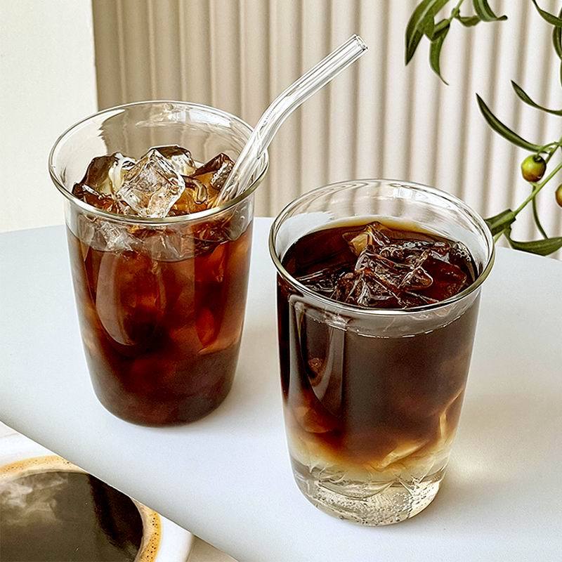 Creative single-layer cup without handle, latte, iced Americano, simple and transparent, household reverse mouth, high-temperature resistant glass cup details Picture