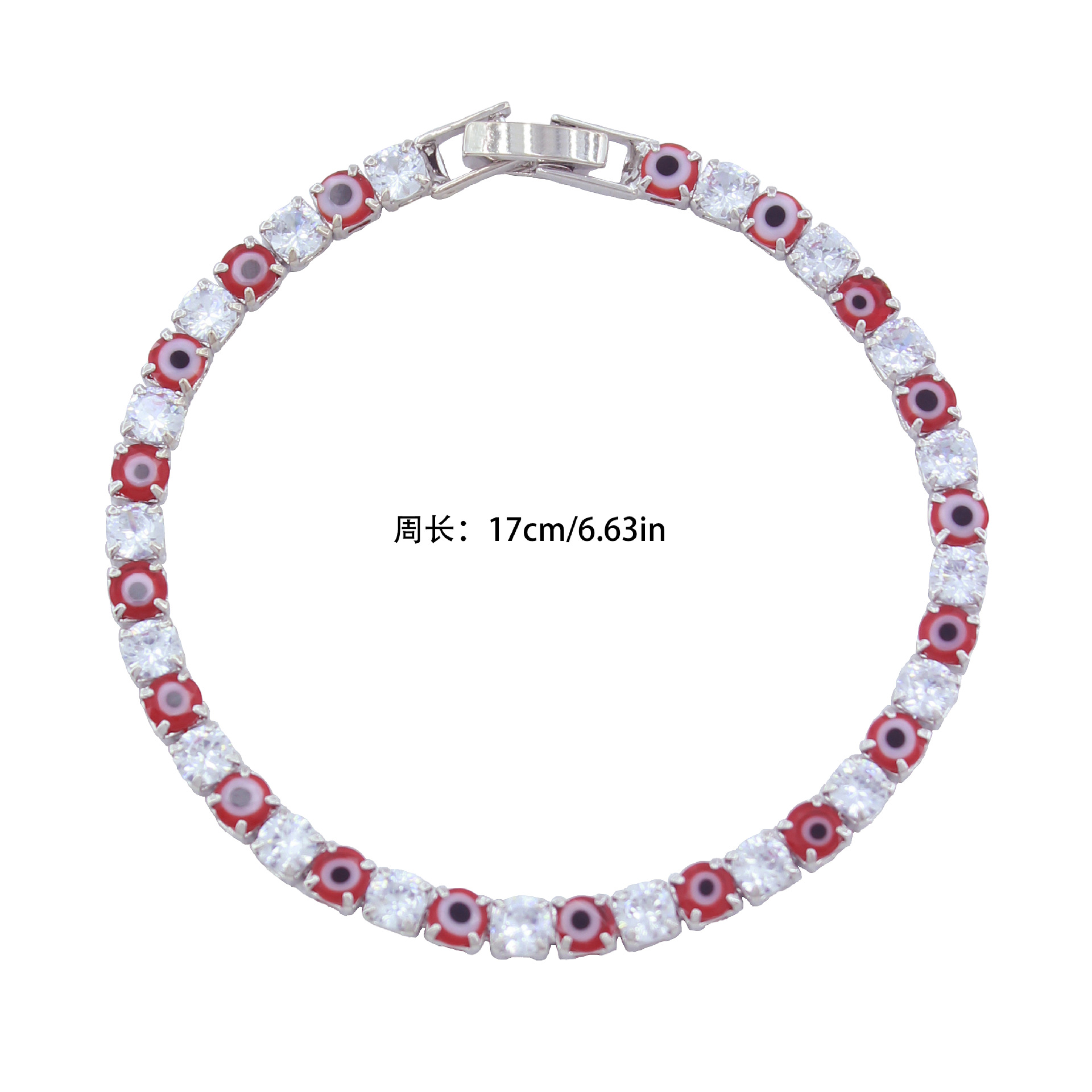 A new cross-border European and American style inS-style design Evil Eye zircon colored bracelet with single-layer rhinestone details Picture