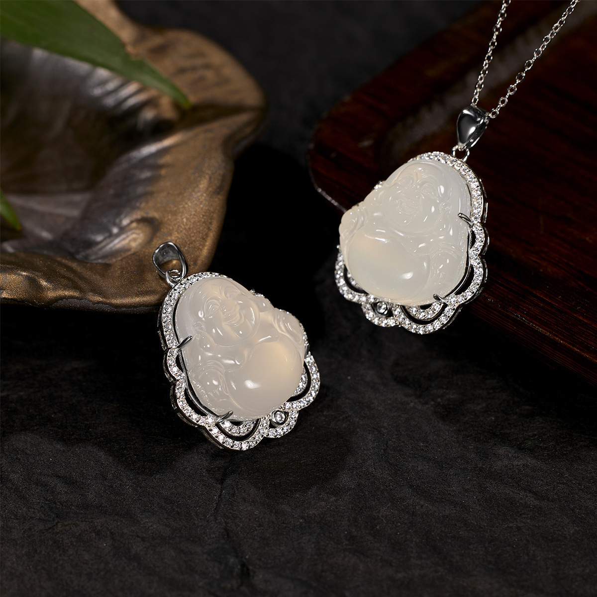 S925 silver Maitreya Buddha Necklace, girls' High school ice chalcone Laughing Buddha Pendant, niche collarbone chain Buddha ornaments Specification drawing