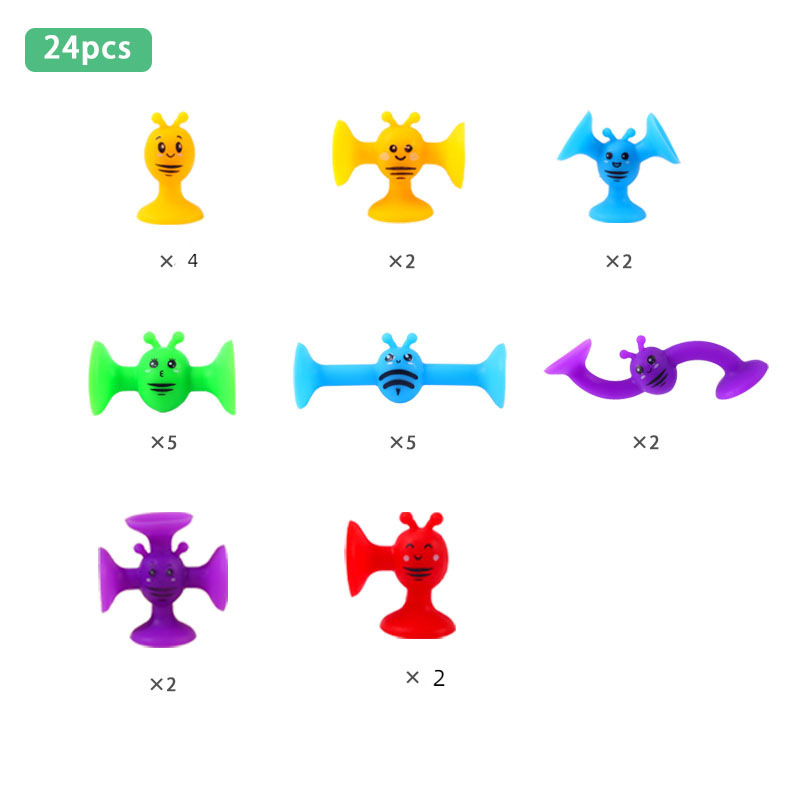 New silicone suction cup children's toys, soft rubber suction cups, building blocks, suction rods, suction fun and sticky fun toys details Picture