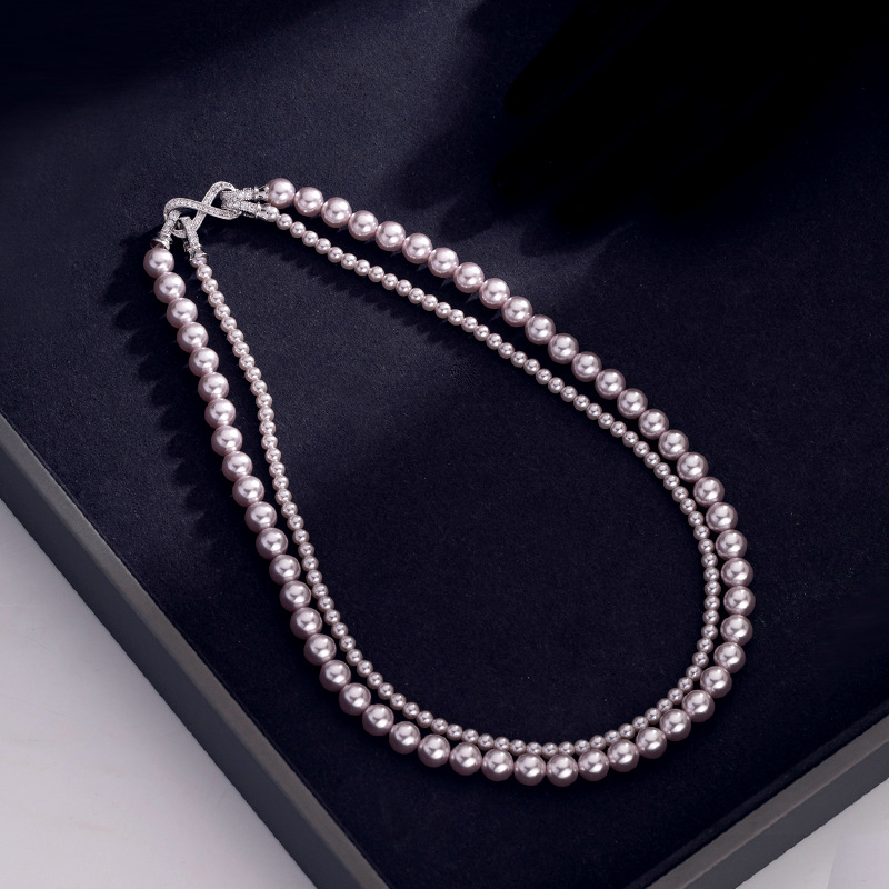 设计师同款双层叠戴正圆珍珠项链多戴式毛衣链轻奢高级感秋冬项饰