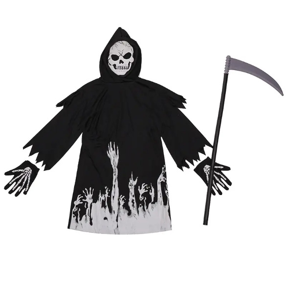 跨境万圣节cos死神服装道具儿童舞台演出装扮镰刀夜光死神表演服详情图5